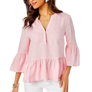 Lilly Pulitzer Bekah Linen Blouse SZ Small